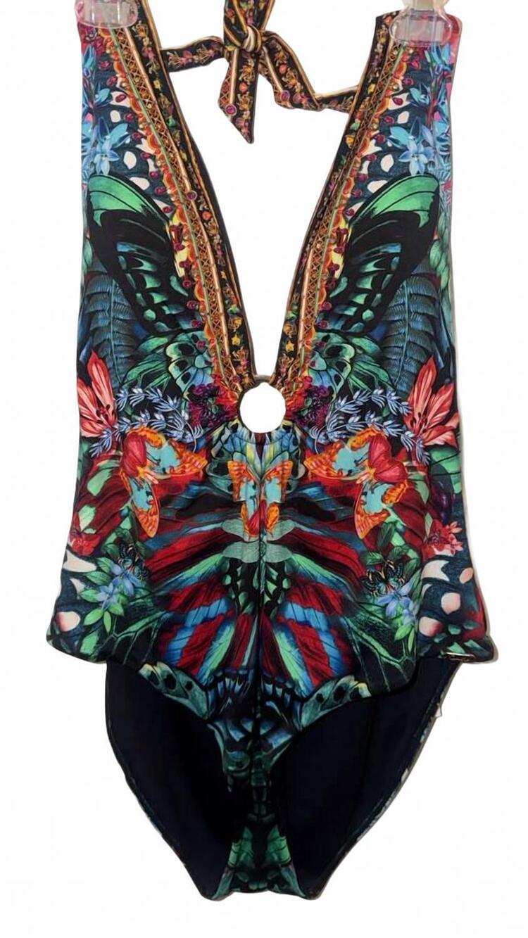 NEW CAMILLA women's ring detail plunge v one piece in in a flutter